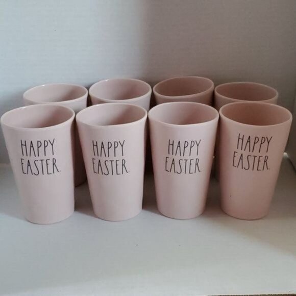 8 Happy Easter Cups Tumblers Rae Dunn Pink Plastic - Picture 8 of 11